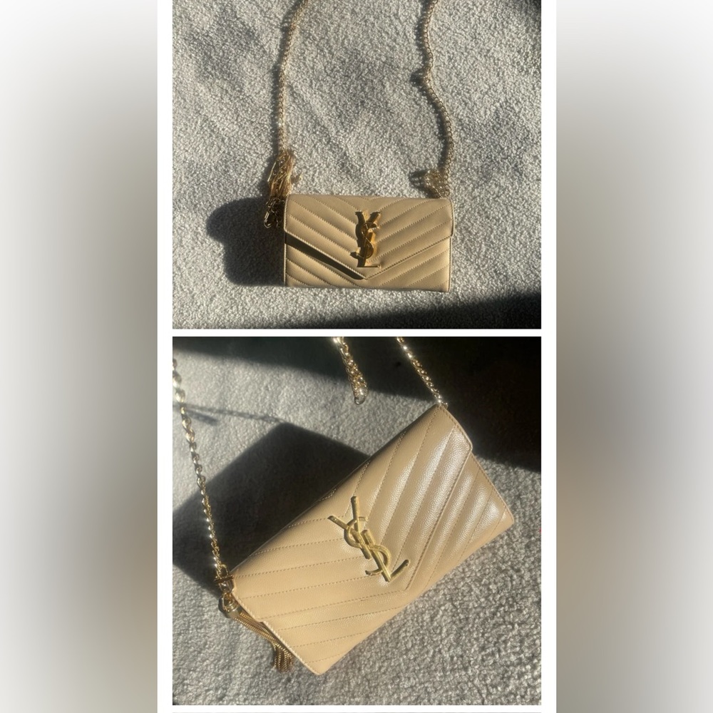 SAINT LAURENT Grain de Poudre Chevron YSL Clutch